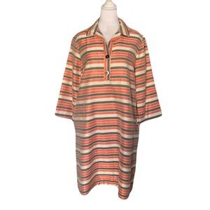 NWT J. McLaughlin Women’s Medium Maureen 3/4 Sleeve Red Blaxk Stripe Swing Dress